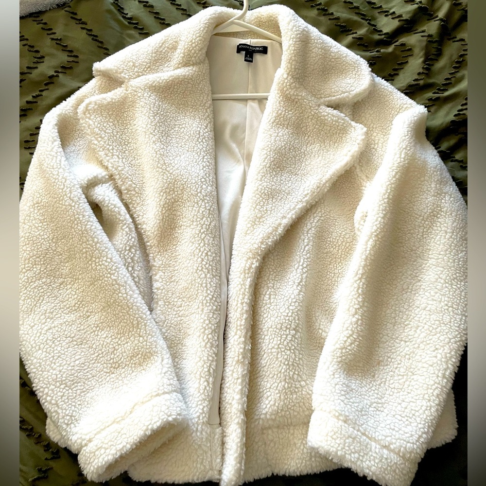 Banana Republic White Sherpa Blazer Jacket Coat